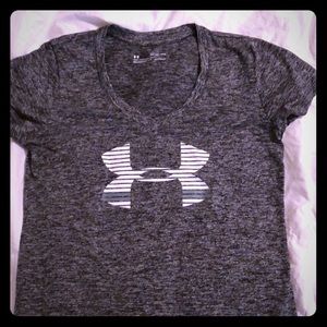 Under Armor XS grey and white shirt
